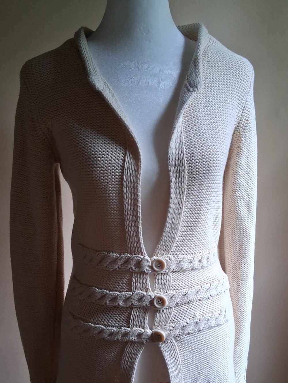 Max Studio Cream Knit Button-Front Cardigan